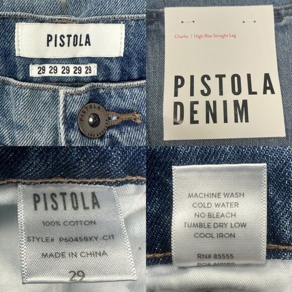 New Pistola Charlie High Rise Straight Leg Distressed Ankle Jeans Size 29 - Picture 9 of 11